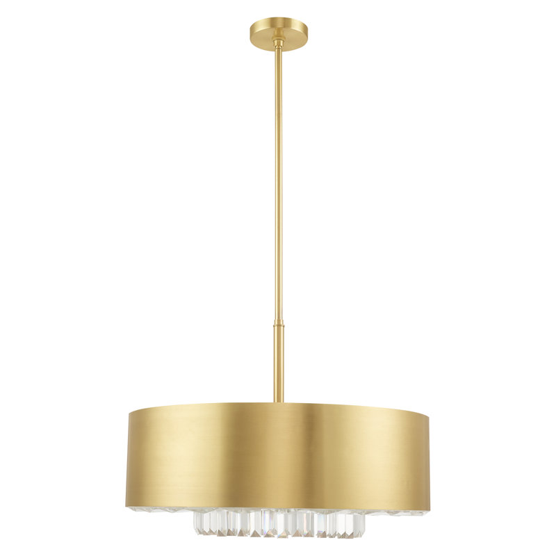 Lustre tambour unique à 6 lumières Madison, Laiton satiné, Or