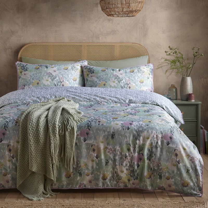 Abstract Floral Cotton Floral Duvet Cover Set, Kingsize