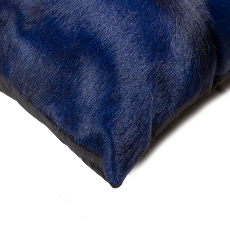  Cowhide Throw Pillow, Navy