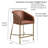 Hampton 26in. Modern Counter Stool,  Tobacco Brown Faux Leather & Gold Steel Frame-1659334787-1659334785