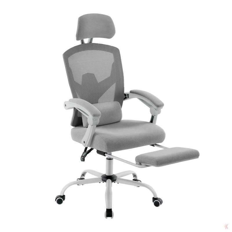 Chaise de bureau ergonomique à dossier haut en filet Mesh, Gris, Argent argent