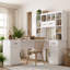 Bureau d'ordinateur en L avec armoire de rangement et prise de courant-538821216