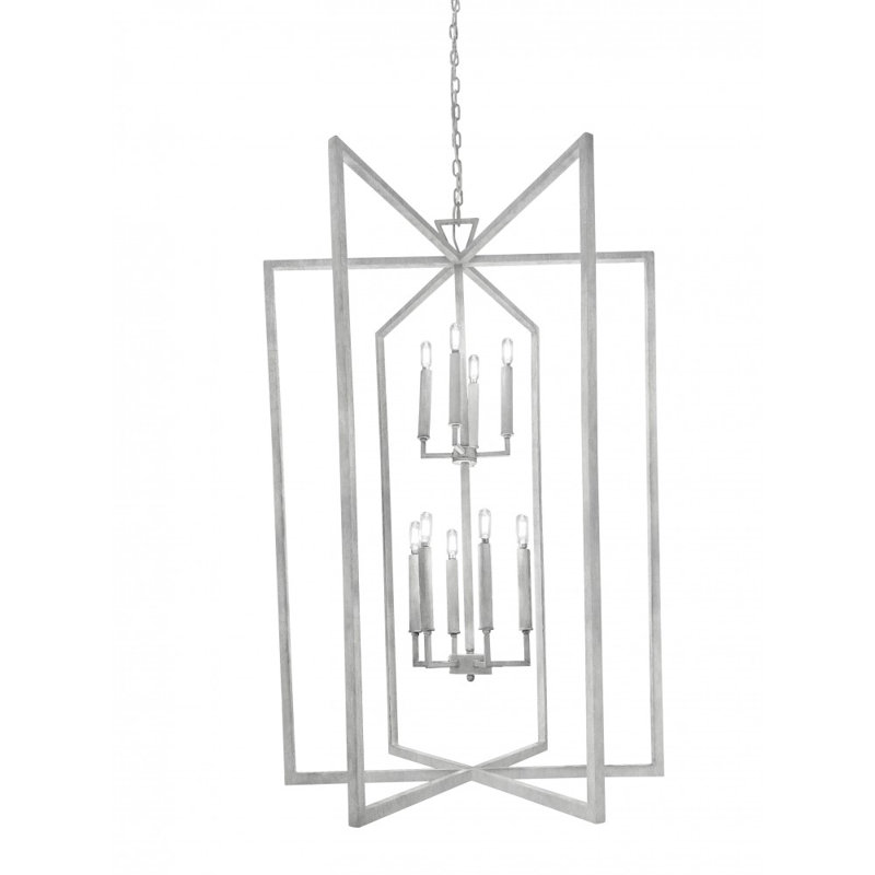 Robin 10 - Light Lantern Geometric Chandelier, Oyster White