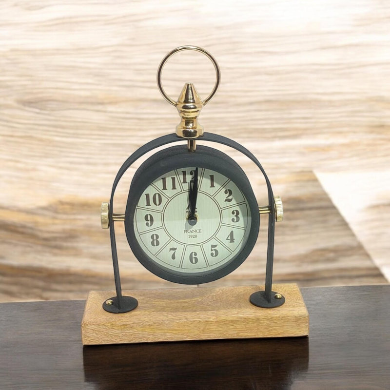 Traditional Numerical Metal Quartz Movement / Crystal Tabletop Clock Matte Black