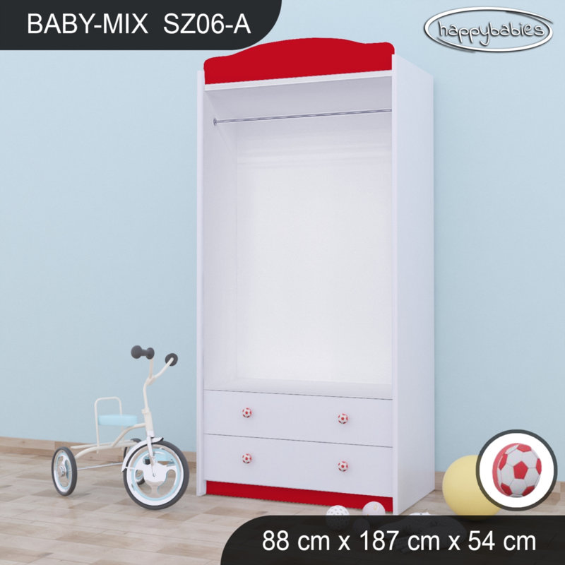 Baby 2 Door Wardrobe, Red