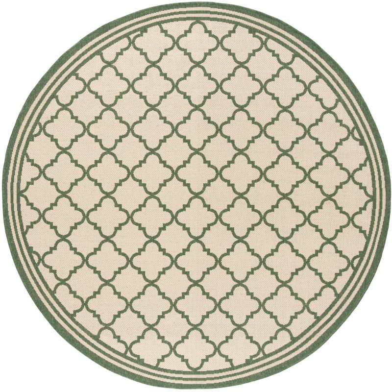Ferrill Linden 100 Performance Geometric Indoor/Outdoor Area Rug, Round 6'7"