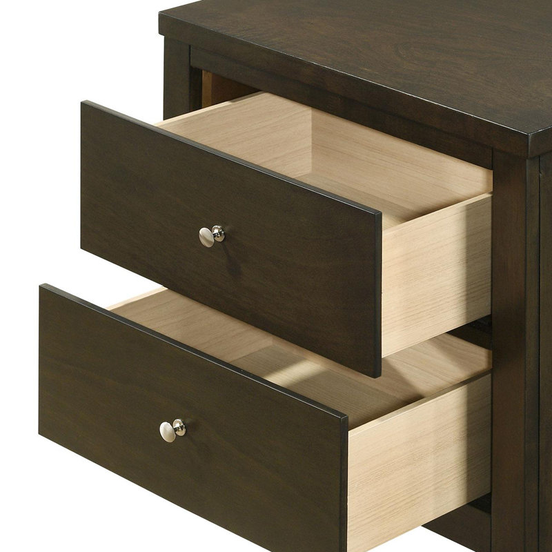 2-Drawer Nightstand Bedside Table Dark Cocoa
