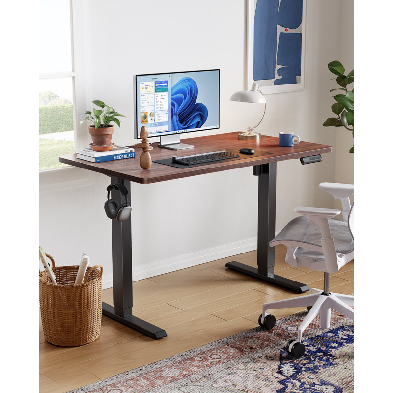 Bureau debout électrique à hauteur ajustable, Gris / Noir, L 63 po x P 28 po