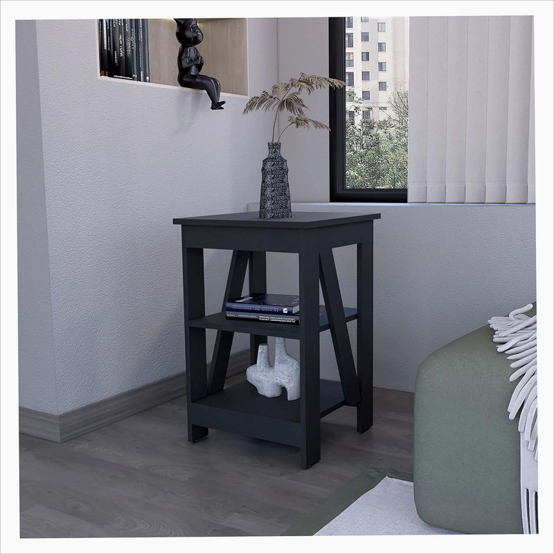 Table with 2 Shelves, Black
