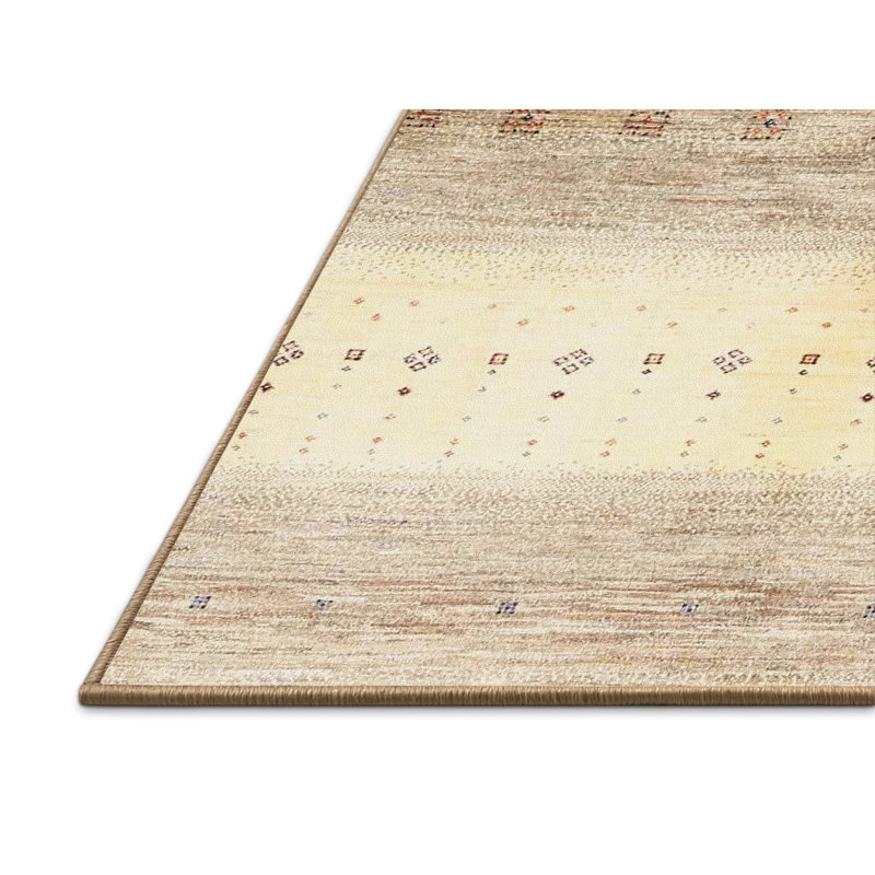 Tapis contemporain gris / jaune, Rectangle 5 pi x 7 pi