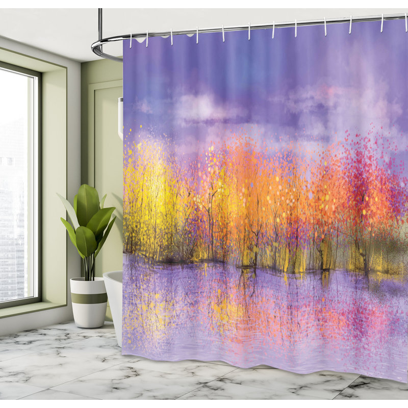 Rideau de douche simple automne season trees river Markwart, H 75 po x l 69 po