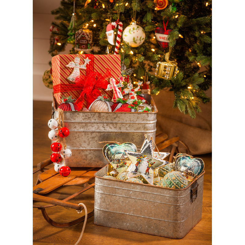 Ensemble de 2 décorations de noël en métal de scène d’hiver