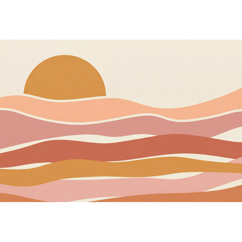 Papier peint abstrait géométrique Sunset, 100 po x 96 po, Peler et coller