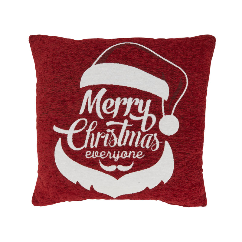 Festive Elegance Chenille Jacquard Santa Down Filled Throw Pillow