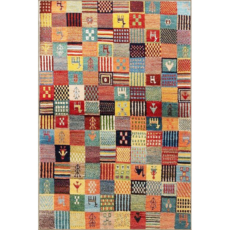 Checkered Geometric Patterned Woven Base Rug, Square 3'3" Rug Pad Included