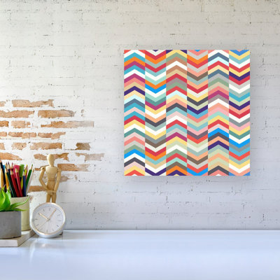 Geometric Multi Coloured Chevron Pattern - Wrapped Canvas Print