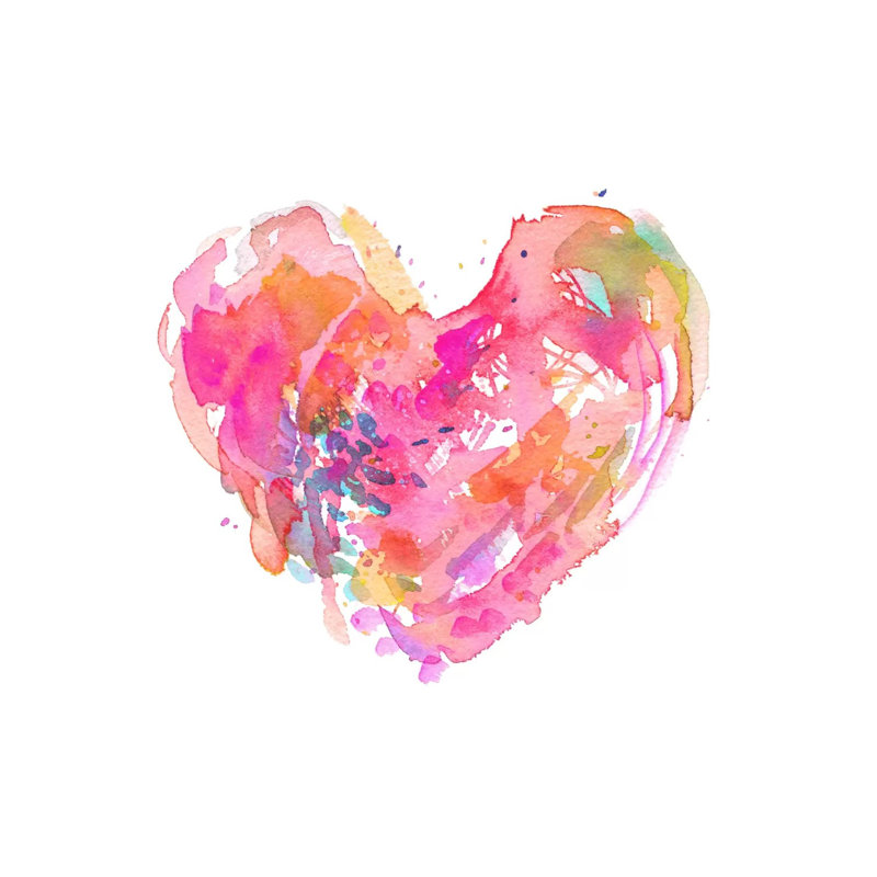Messy Watercolor Heart, Fuchsia by Stephanie Corfee - Wrapped Canvas Painting, 45.72 cm H x 45.72 cm W x 1.91 cm D