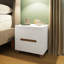 Mcfadden 2 Drawer Bedside Table Nightstand Cabinet. Oak Effect Accent. High Gloss White Front & Frame. 