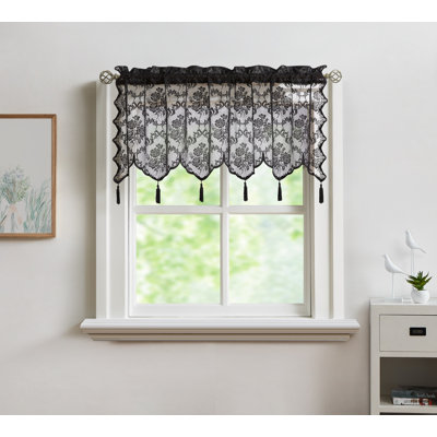 Luxury Lace Valance 54 W X 22 L Size With 6 Tassels For Vintage Kitchen, Dining Room Or Bathroom Décor