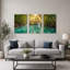 Ensemble de 3 tableaux sur toile « Forêt ensoleillée » pour la décoration du salon et de la chambre.-129073952