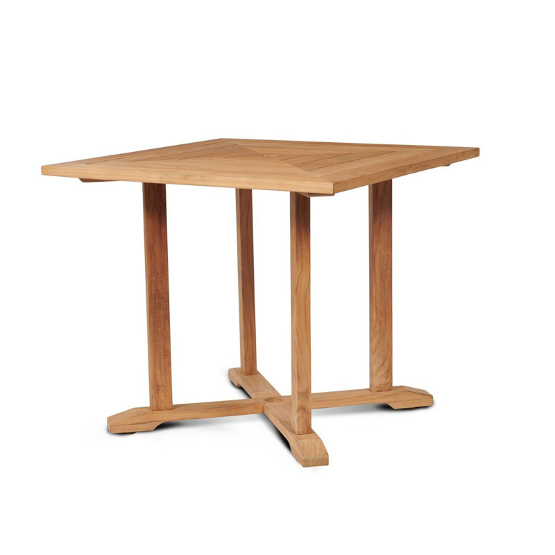 Herning 5-Piece Square Teak Table Outdoor Dining Set With Woven Stacking Armchairs