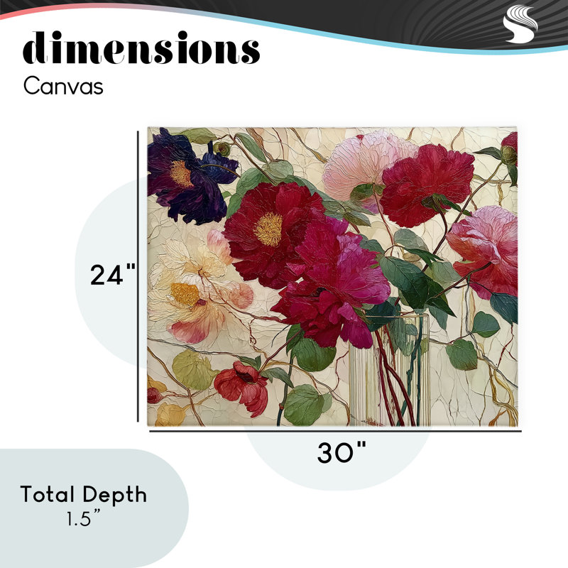 Toile de vase à fleurs Haiku, design par Annabelle Hall, H 24 po x l 30 po