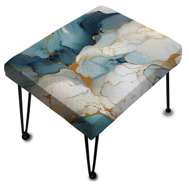 Repose-pieds rectangulaire en marbre zen bleu et blanc