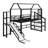 Metal House Loft Bed With Slide,Stairs And Storage Shelves-348005689