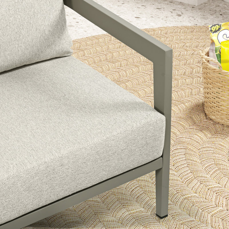 Causeuse d'extérieur en aluminium avec coussins gris Heitzman