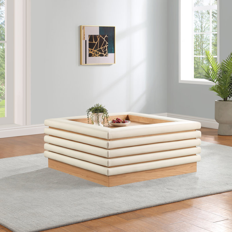 Rory Solid Coffee Table, 16" H x 39" L x 39" D, Cream