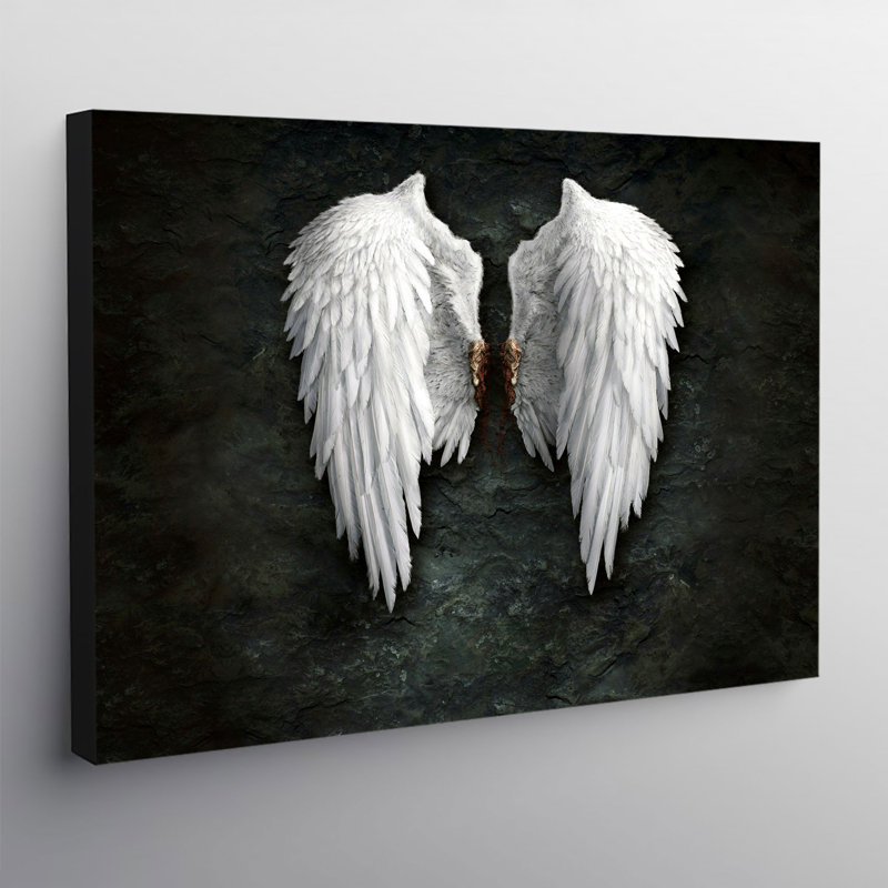 White Angel Wings - Wrapped Canvas Print, 30.5cm H x 40.6cm W x 3.8cm D