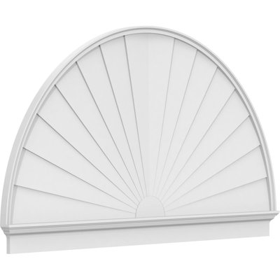 82"W x 47-3/4"H x 2-3/4"P Half Round Sunburst Architectural Grade PVC Combination Pediment