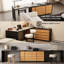 Bureau d'ordinateur à rallonge 110,23 pouces avec 6 tiroirs moderne en forme de L pour bureau à domicile en bois noir