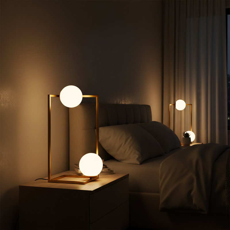 Lampe de table moderne 22 "à cadre carré" Velo ", Doré