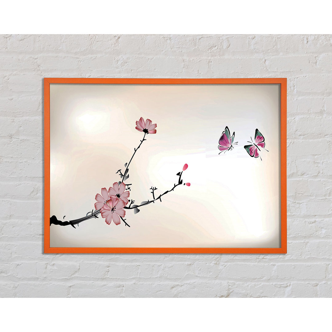 Byadbo Chinese Cherry Blossom Butterflies - Druck