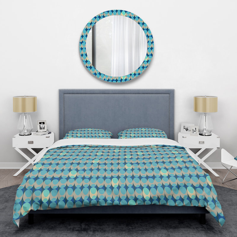 Ensemble de housse de couette Mid-Century - Retro Abstract XV, Housse de couette très grand + 2 taies décoratives