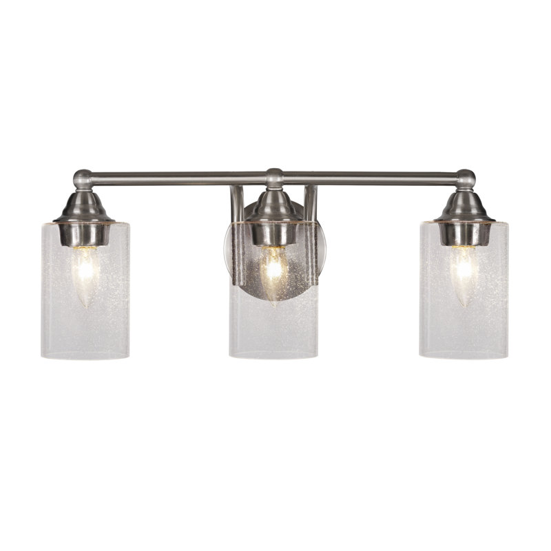 Michell 3-Light Bath Bar, Brushed Nickel, Clear Bubble