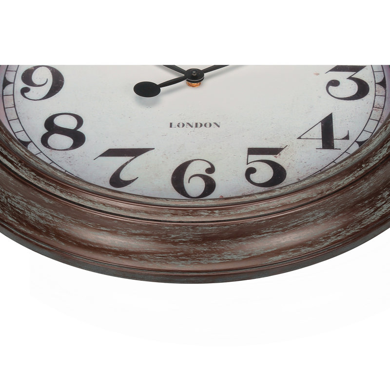 Clocks, 20" Round, Wall Clock, Antique Brown, Transitional