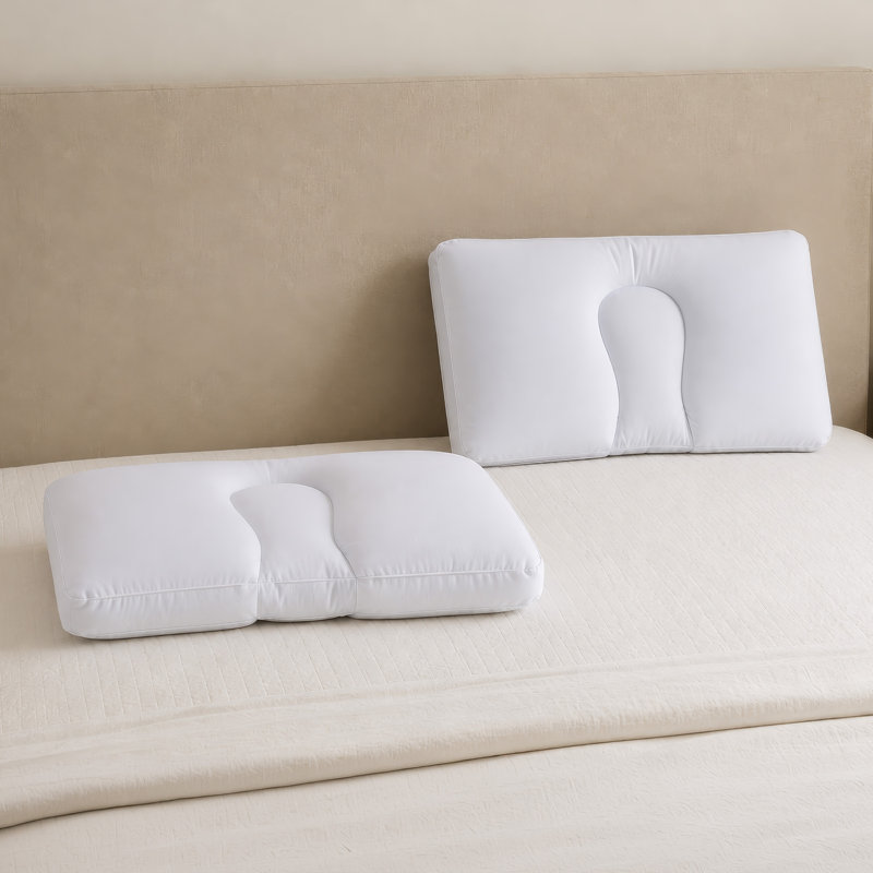 Ensemble de 2 oreillers cervicaux à microbilles pour dormir, 52 x 28 x 10 cm, malléables, thermorégulateurs, pour un soutien optimal de la tête, de la nuque et des épaules, idéaux pour un sommeil réparateur et les voyages, blancs.