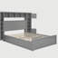 Grand lit en bois complet avec garde-robe, tablette de rangement et prise de courant, lit double superposé XL, gris-121070026