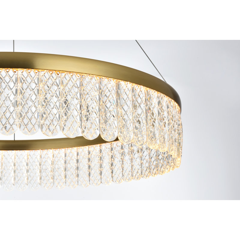 Lustre rond à DEL Yiana, H 4,5 po x l 24 po x P 24 po, Or satiné