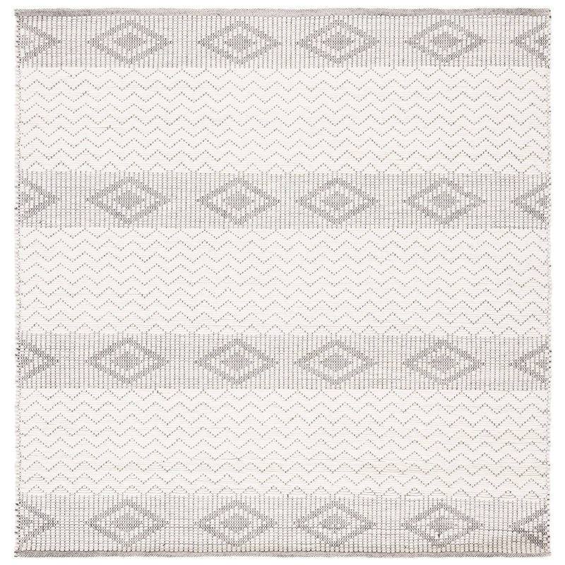 Janequa Hand Woven Wool Geometric Rug, Square 6'