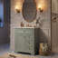 Meuble-lavabo à cadre en bois massif 24 po avec lavabo, rangement multifonctionnel avec 3 tiroirs et porte (vert / blanc)-332049346