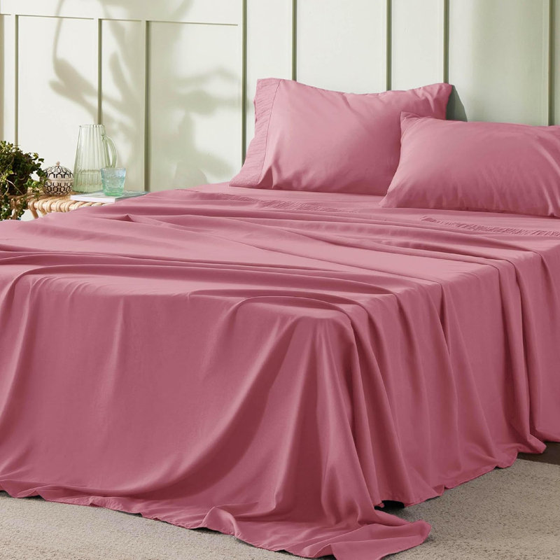 Bedsure Polyester Microfiber Sheet Set Hotel Luxury Sheets, Easy Care Cooling Bed Sheet Set 84GSM(80" x 95")GentleSoft™️