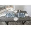 Elegant Chenille Grey And Teal Blue Feather Table Runner (16.5"x34.5")-368034972