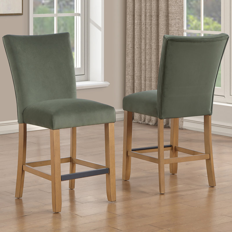 Artemis Velvet Fabric Counter Chair, Sand, Green