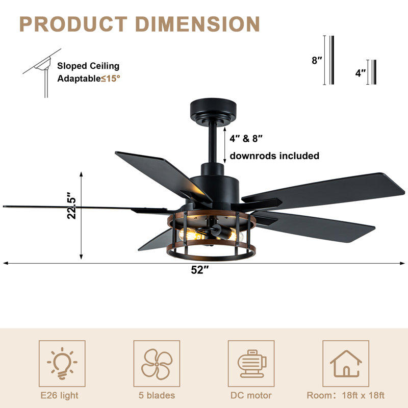 Ventilateur de plafond 52 pouces Farmhouse