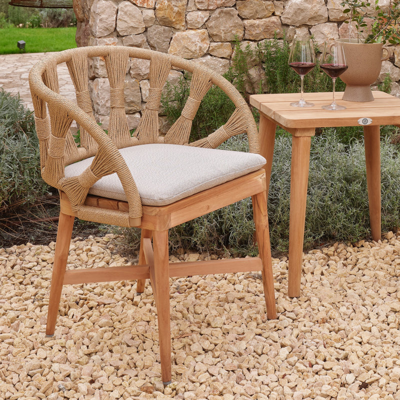 Krabi Outdoor Teak Dining Armchair, Canvas Natural Sunbrella® Canvas