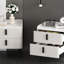 Ensemble de 2 tables de chevet, table de chevet avec 2 tiroirs et plateau de table en marbre, table d'appoint moderne pour la chambre à coucher, table de bout pour le salon, blanc-745337043