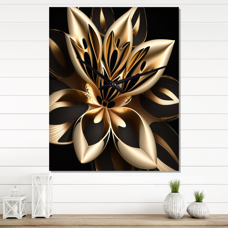 Glamourous Lily On Black III - Horloges murales fleuries, Très grand